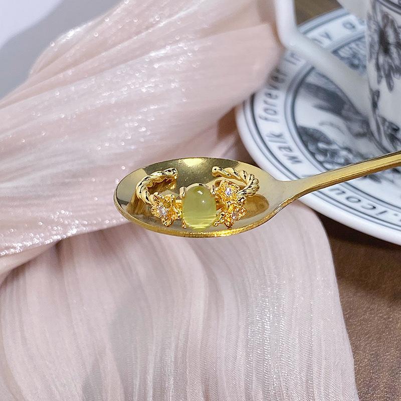 Medieval Green Butterfly Cool Niche Design Open Ring Light Luxury High-End Ring Adjustable opening