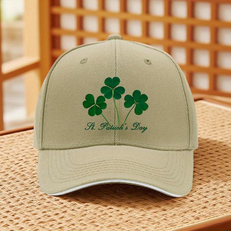St Patricks Day Clover Baseball Cap Adjustable Polyester Casual Outdoor Visor Hat for Adults