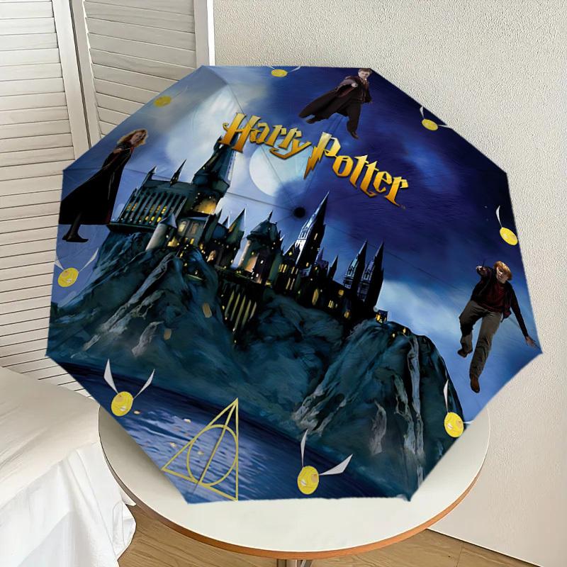 1PC Harry Potter Deathly Hallows Umbrella-8-Rib Reinforced, Automatic Open, Lightweight & Durable, Cute Fashion Accessory for Outdoor, D2637