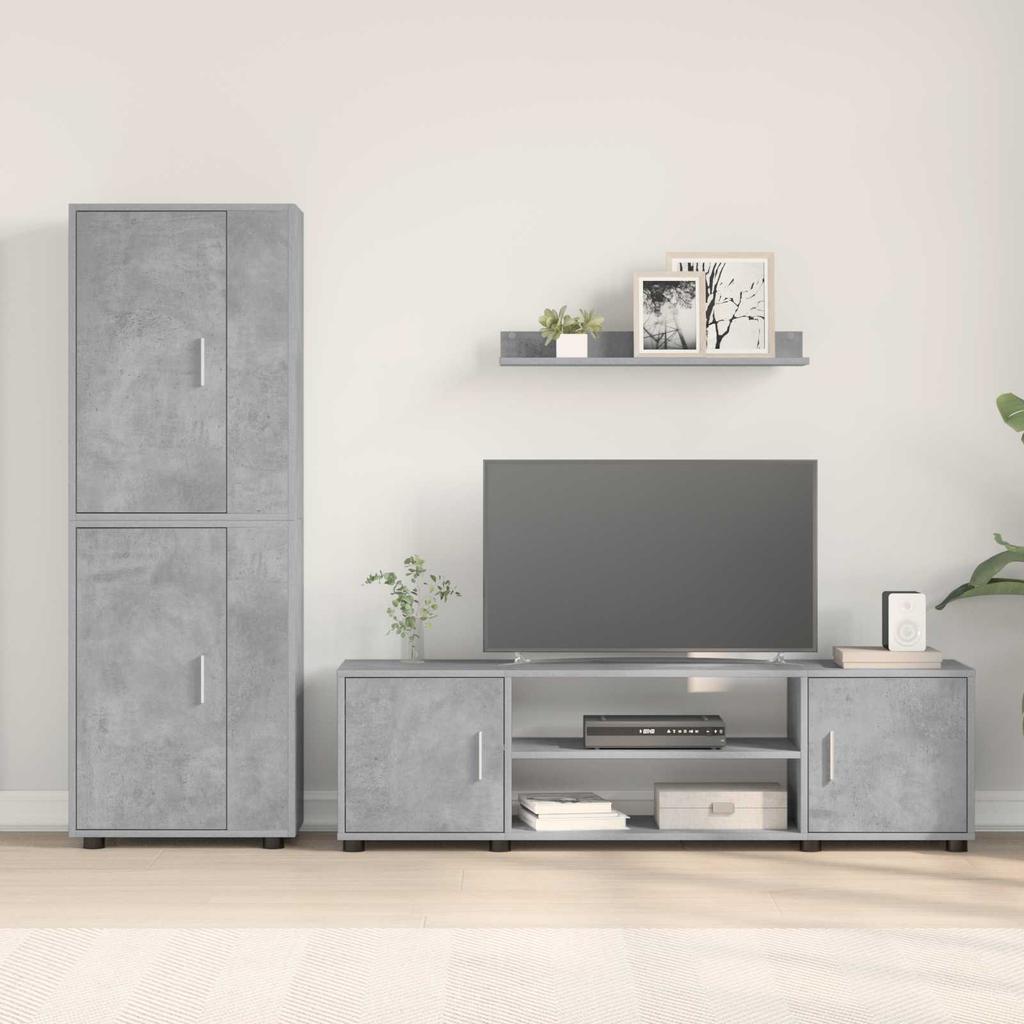 Wall Mounted TV Cabinet Set 4 pcs Concrete Grey Engineered Wood