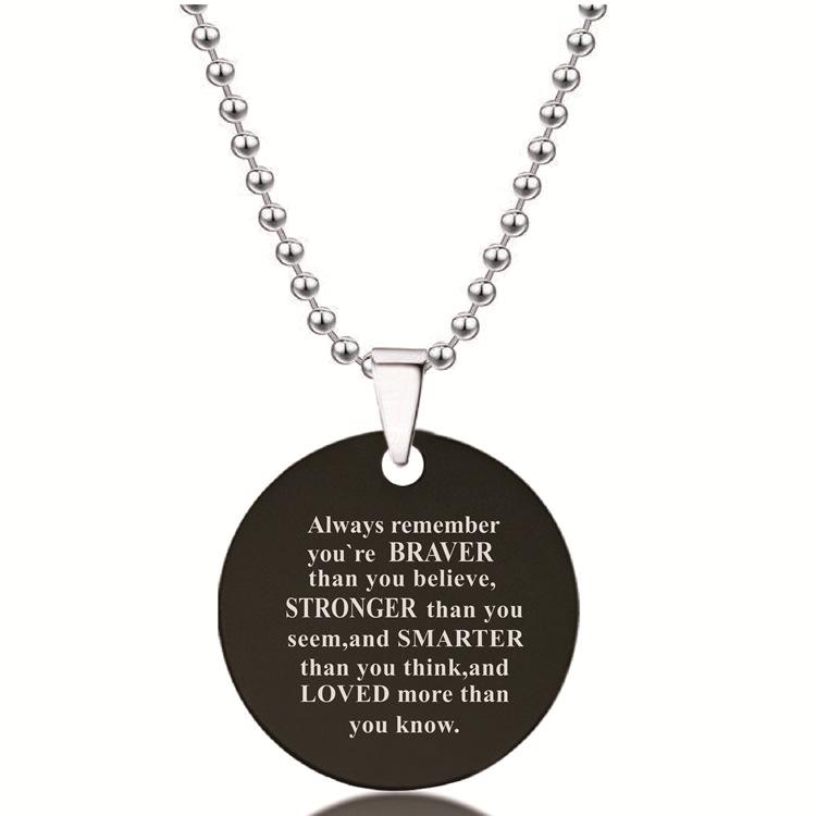 European/American Black Stainless Steel Necklace with Video Engraving - Valentine's and Christmas Gift