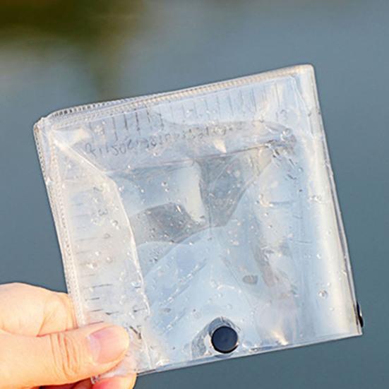 Transparent Fish Watching Bag with Measuring Scale Snap Button Waterproof PVC Lightweight Portable Outdoor Foldable Fish Observation Storage Bag