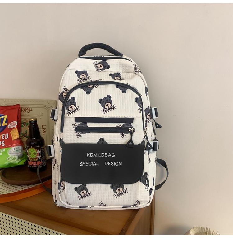 Bear Print Student Schoolbag Girl Backpack Students Third To Sixth Grade Backpack