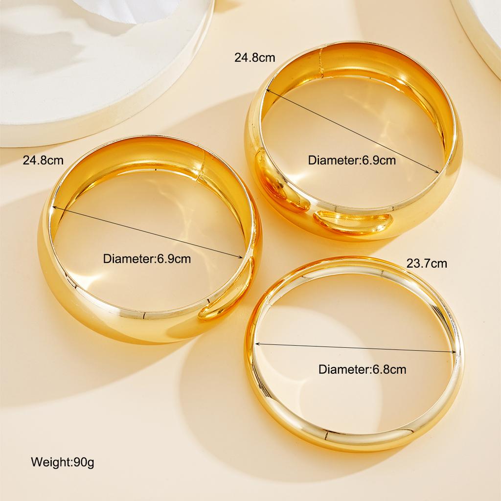 IF ME 3Pcs/Set Classic Geometric Wide Bangles for Women Geometric Smooth Gold Silver Color Chunky Bracelets Party Jewelry Accessories
