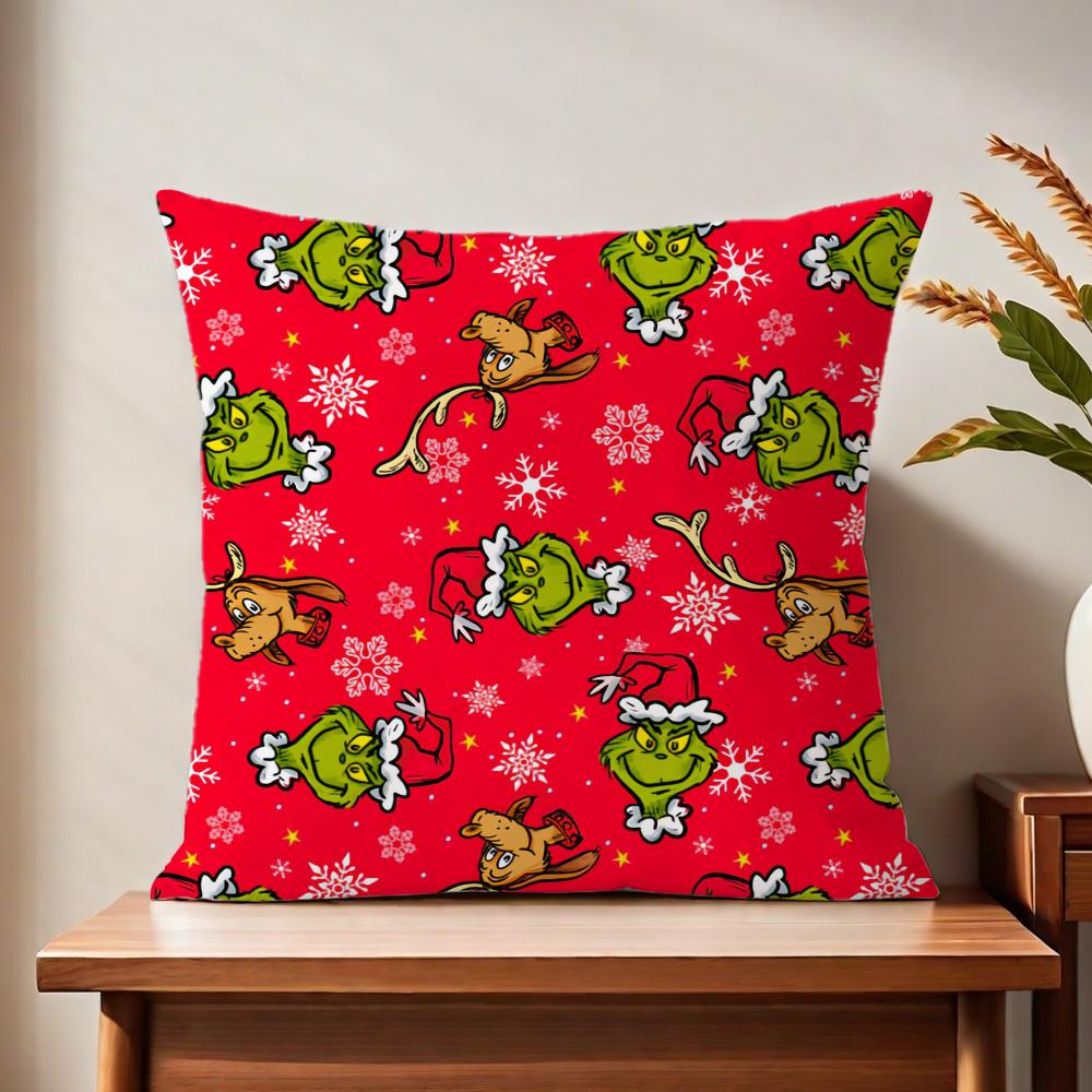 The Cartoon G-Grinch-H Cute Cushion Cover For Pillow Printing Sofa Decoration Home Car Room Coffee Shop Office Nordic Simplicity