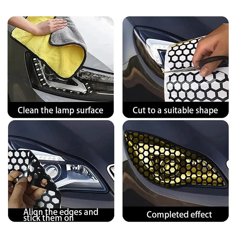 2Pcs Creative Trendy Taillight Stickers Car Rear Light DIY Decorative Sticker Universal Auto Honeycomb Sticker Decor Accessories