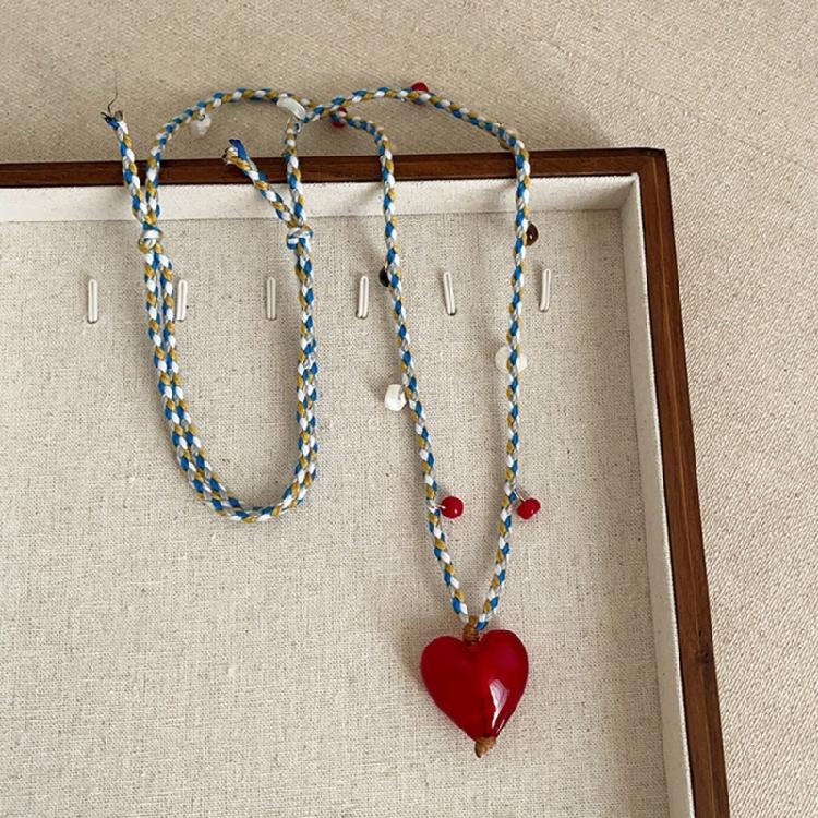 Collana con Ciondolo a Forma di Cuore Elegante Semplice Cavo Regolabile Fascino in Resina Collana a Coulisse Catena per la Clavicola Per Uso Quotidiano