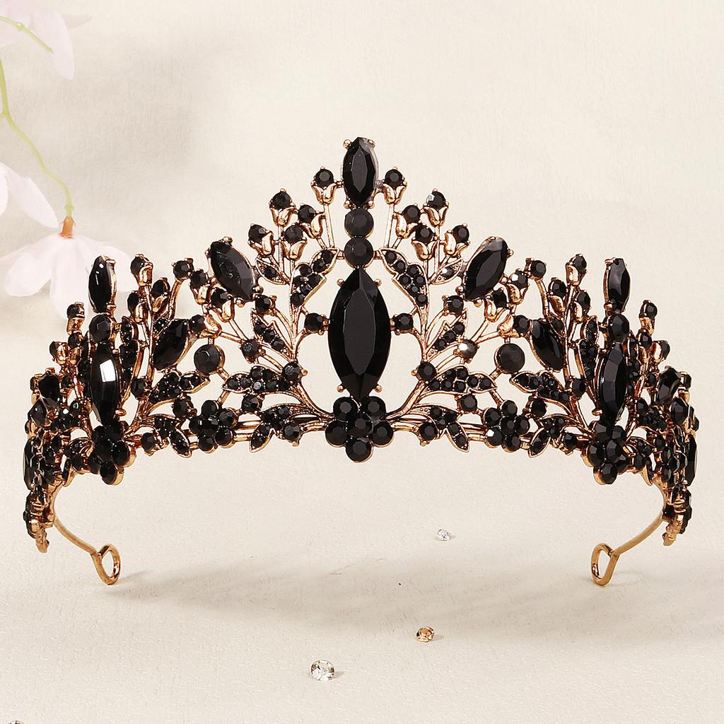 Halloween Jewelry Rhinestone Alloy Crown Holiday Party Dance Dress Headdress High-end Black Crown