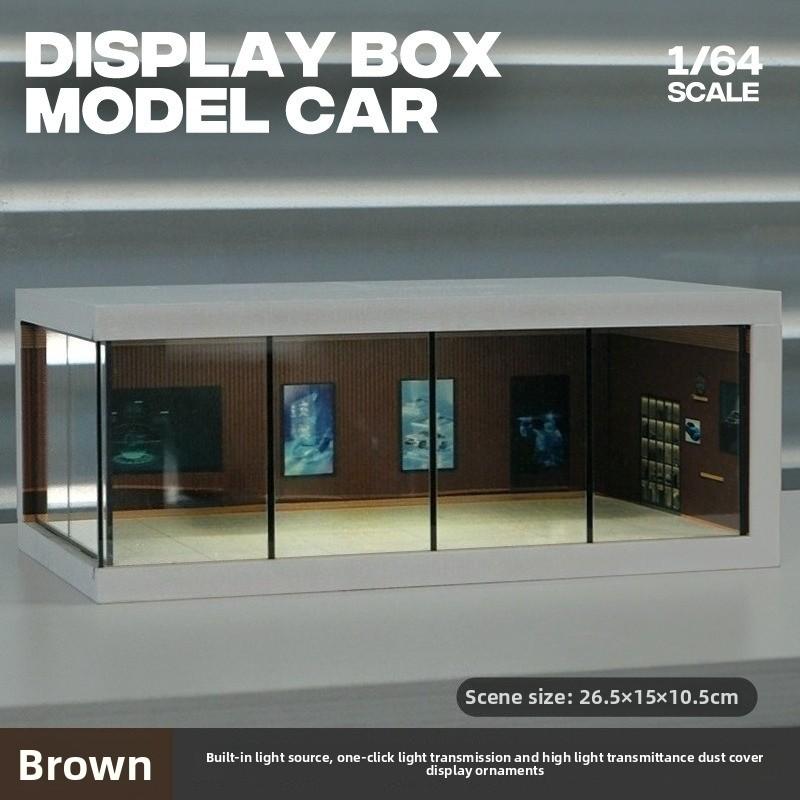 High Transparency Acrylic Parking Lot Model Display Stand for 1/64 Scale Car Model Showroom Garage Scene Lighting Display Box коричневый