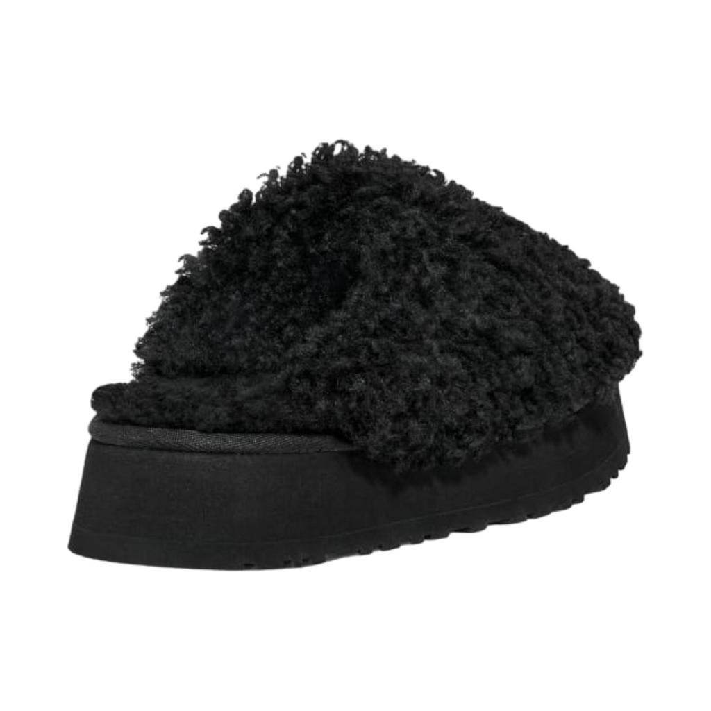 New UGG Maxi Curly Platform Slippers 'Black' Women's 1133171-BLK