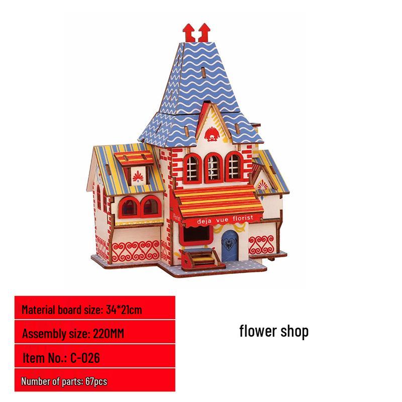 3D Wooden House Puzzle Ferris Wheel: Creative DIY Educational Toy for Parent-Child Interaction