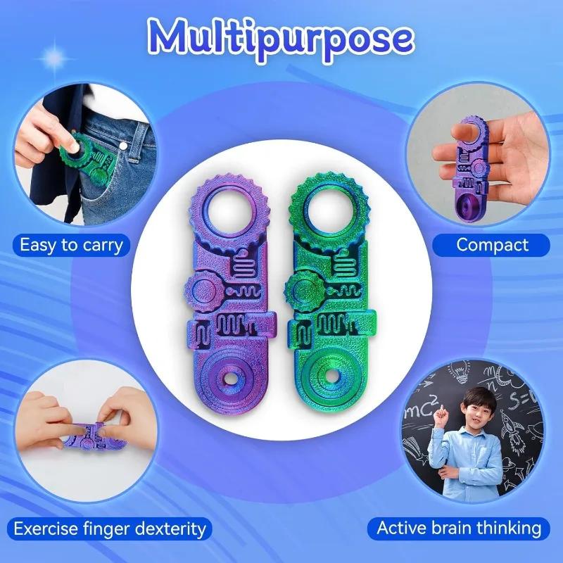 3D Printed Fidget Ring Toys 3D Printed Five in One Decompression Ring Toys Relieve Stress Fidget Roller /Spinner/Relief Toy