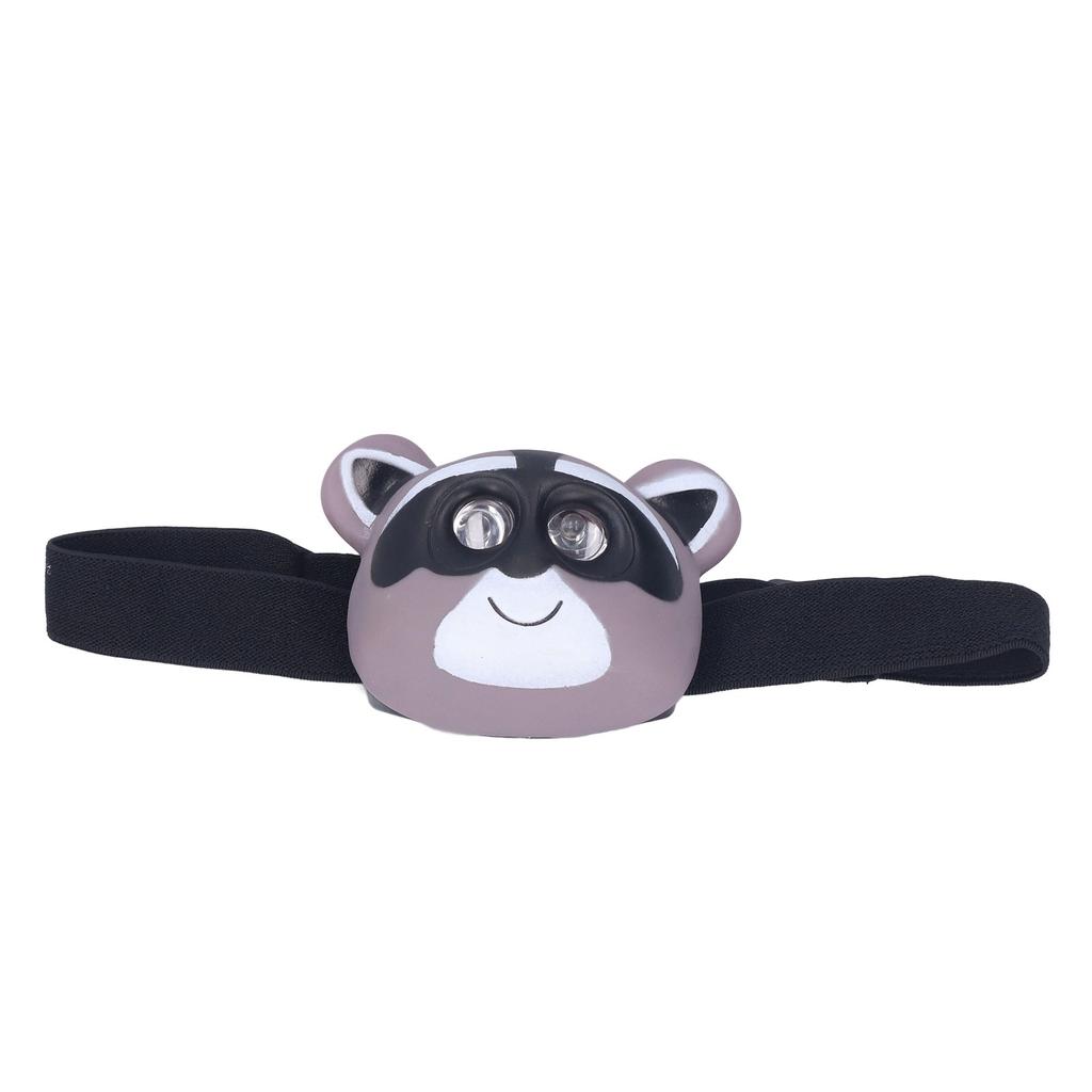 Kids Headlamp Raccoon Appearance 2 Lighting Modes Lightweight Battery Powered Plastic LED Headlight for Children