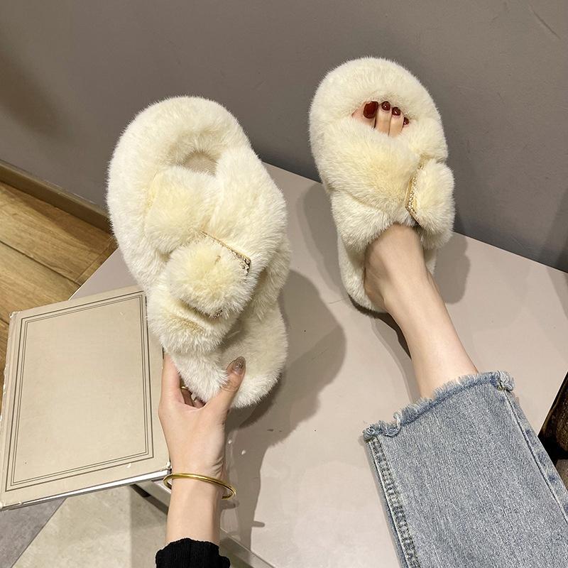 Autumn and Winter Fashion Plush Slippers Women Casual Warm Slippers Indoor Ladies Slippers