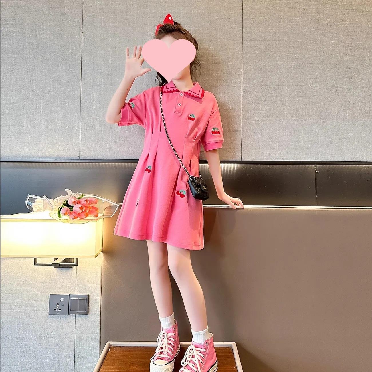 Girls Summer Polo Dress Fashionable Casual Kids Clothing Little Girl Stylish Dress 110cm