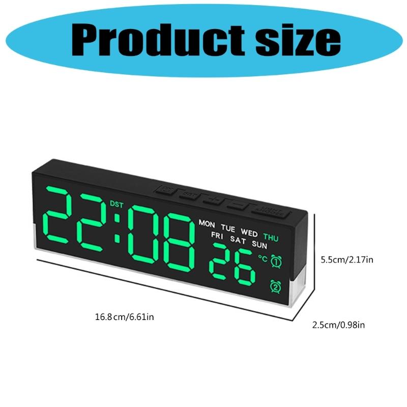 Night Light Digital Alarm Clock Electric Desk Clock with Indoor Temperature Loud Alarm Day of Week for Living Room