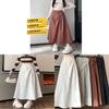 Womens Black Irregular Hem Cotton Blend Midi Skirt For Autumn Winter Fashion