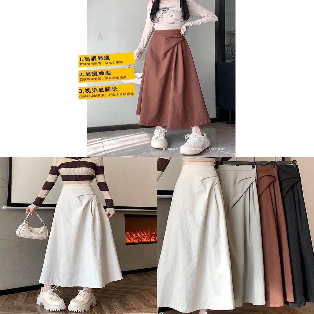 Womens Black Irregular Hem Cotton Blend Midi Skirt For Autumn Winter Fashion