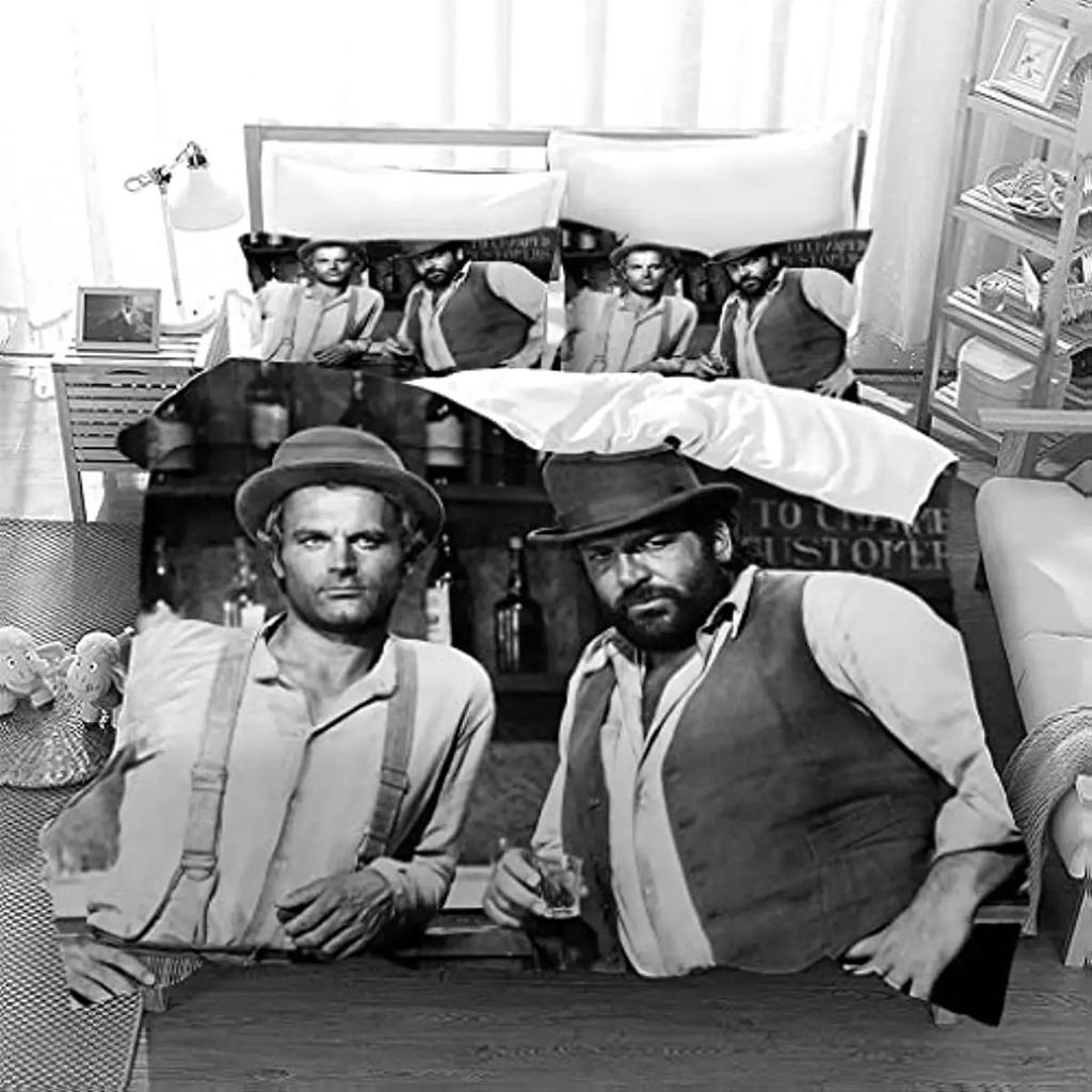 Folia do druku 3D Bud Spencer & Terence Hill Pościel Pojedyncza/Bliźniacza/Pełna/Królowej/Króla Rozmiar Sypialnia dla dorosłych Poszewki na kołdrę Zestawy Prezent Anime