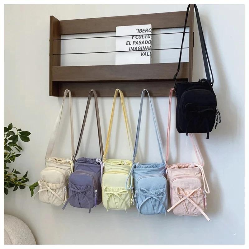 Outdoor Women's Small Bowknot Crossbody Bag Knot Mobile Phone Pouch Single oulder Bag Commuting Thermal Water Bottle Bag