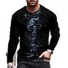 Spring men's digital printed long sleeved T-shirt round neck loose sports camouflage printed 3D T-shirt