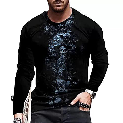 Spring men's digital printed long sleeved T-shirt round neck loose sports camouflage printed 3D T-shirt