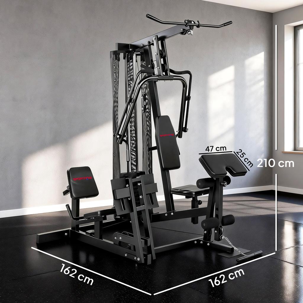 Power Rack Stazione Fitness con Lat Pulldown Barra Butterfly Pesi 65kg Cavo fino a 120kg