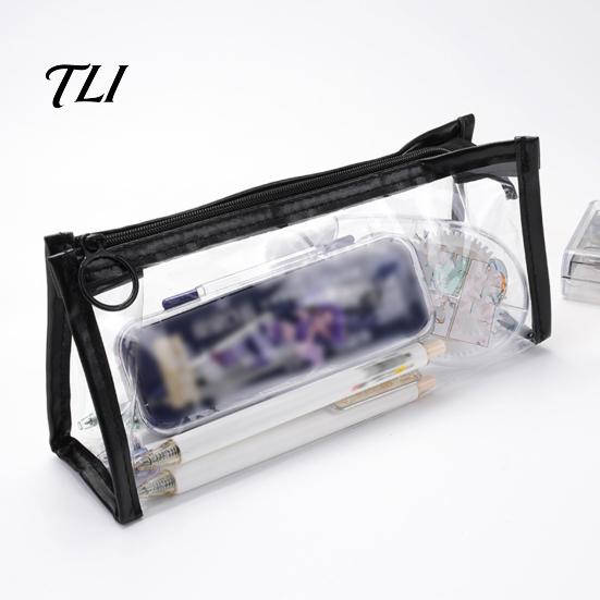 School Supplies Case Transparent PVC Pencil Case, Large Capacity Waterproof Stationery Student Pen Storage Organizer, Durable Zipper Bag for Exam