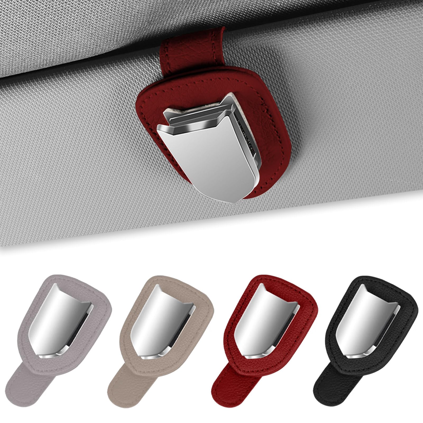 

Caizqbry Car Sunglasses Car Sun Car Car Eyeglasses Sunglasses Holder Car Card Car Ticket Car PU Car Convenient Car Glasses Easy 4 Colors Red Holder,