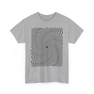 Optical Spiral Illusion T-Shirt | Black White Geometric Tee, Cool Spinning Tee