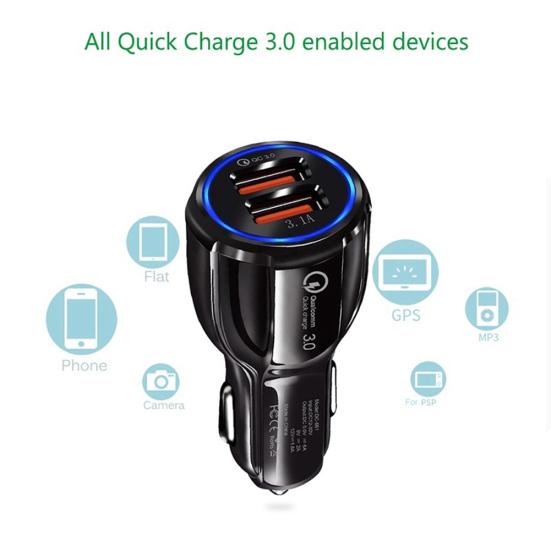 Dual USB 3.1A Fast Quick Charge QC 3 Car Charger Cigarette Lighter Adapter