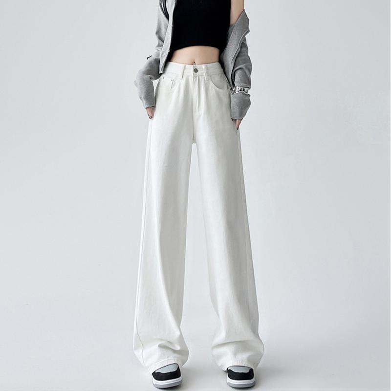 High Waist Wide Leg Denim Pants Women's Spring 2025 New Style Slimming Drapey Loose Floor-Length Narrow Straight Cut Trousers
