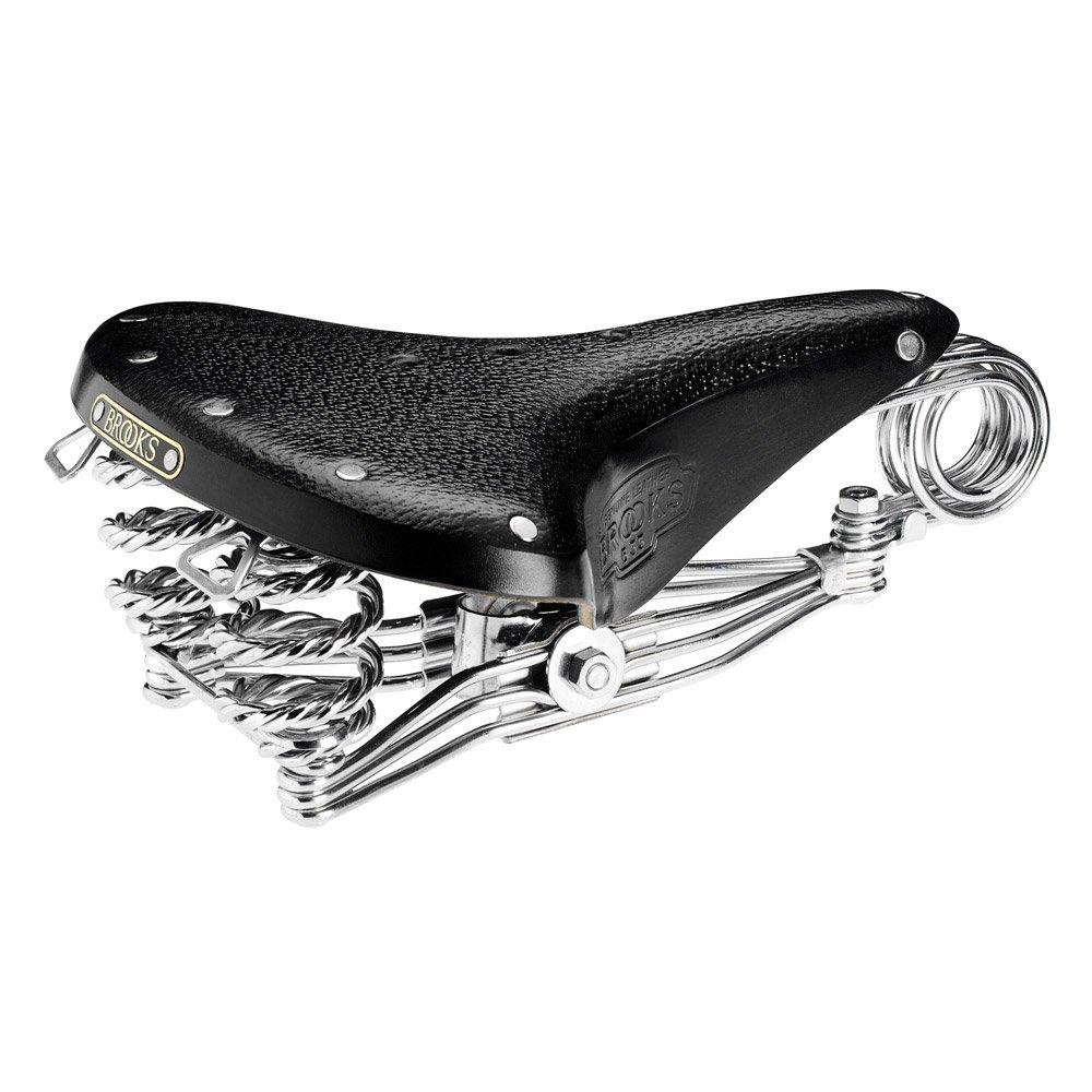 BROOKS B33 Хромированное Черное Кожаное Велосипедное Седло с Большими Пружинами для Городских, Шоссейных и Кроссовых Велосипедов [Официальный Японский Продукт]