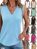 Womens V Neck Sleeveless Tank Top Loose Fit Dressy Casual Summer Blouse