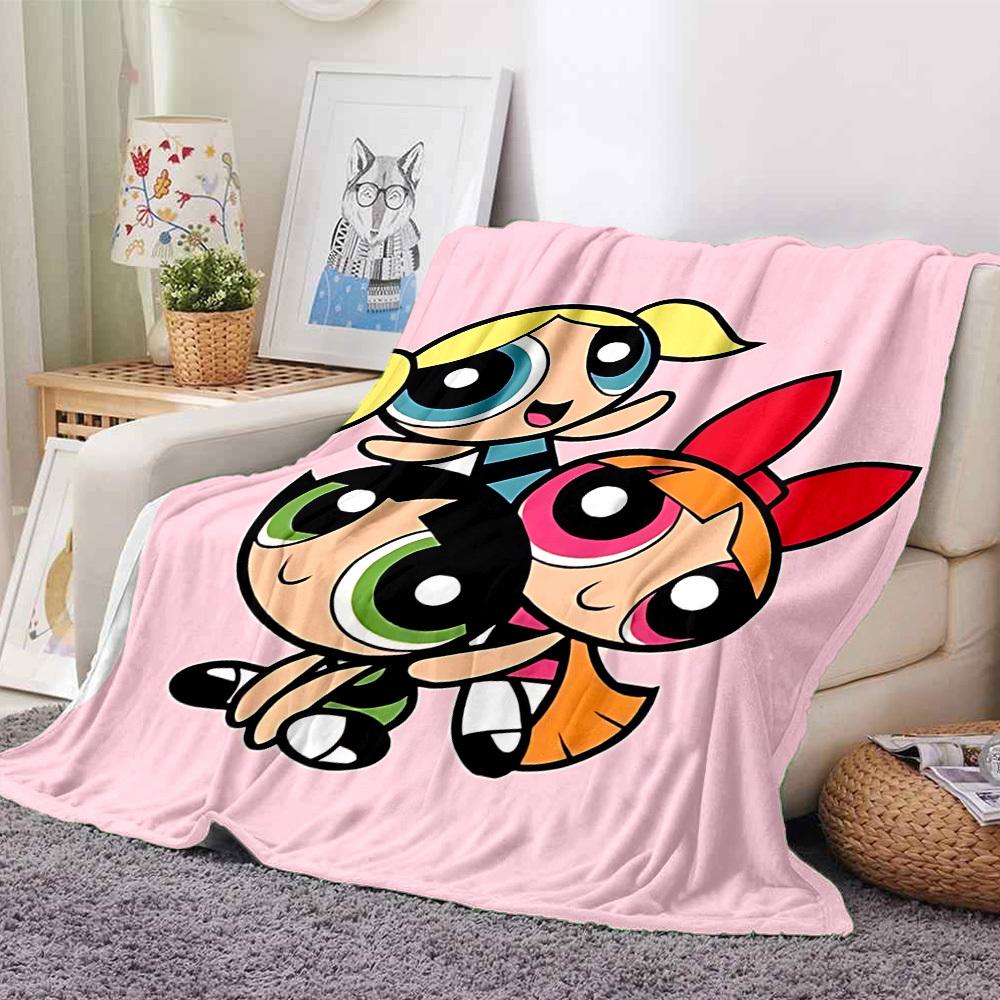 1pc Powerpuff Girls Flannel Throw Blanket Lightweight Soft Warm All Season Blanket for Sofa, Bed, Travel,L1028122