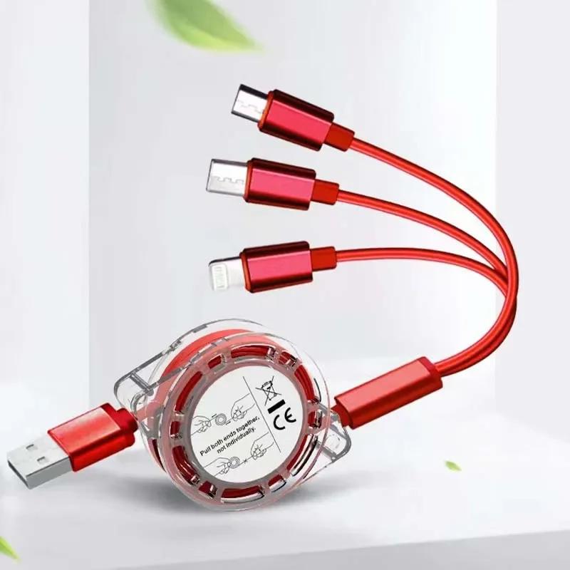 Car 3 In 1 Fast Charging Cable Type C Micro USB Charger Wire For Mercedes Benz AMG GLC GLE GLB GLS W204 W205 W203 W211 W212 W213 OX0
