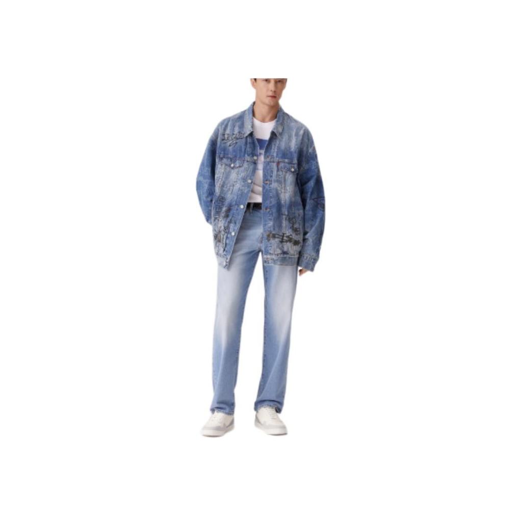 Levis Loose Soft Collared Single-Breasted Long Sleeve Denim Jacket Men Jackets Light-Blue 0016Y-0005