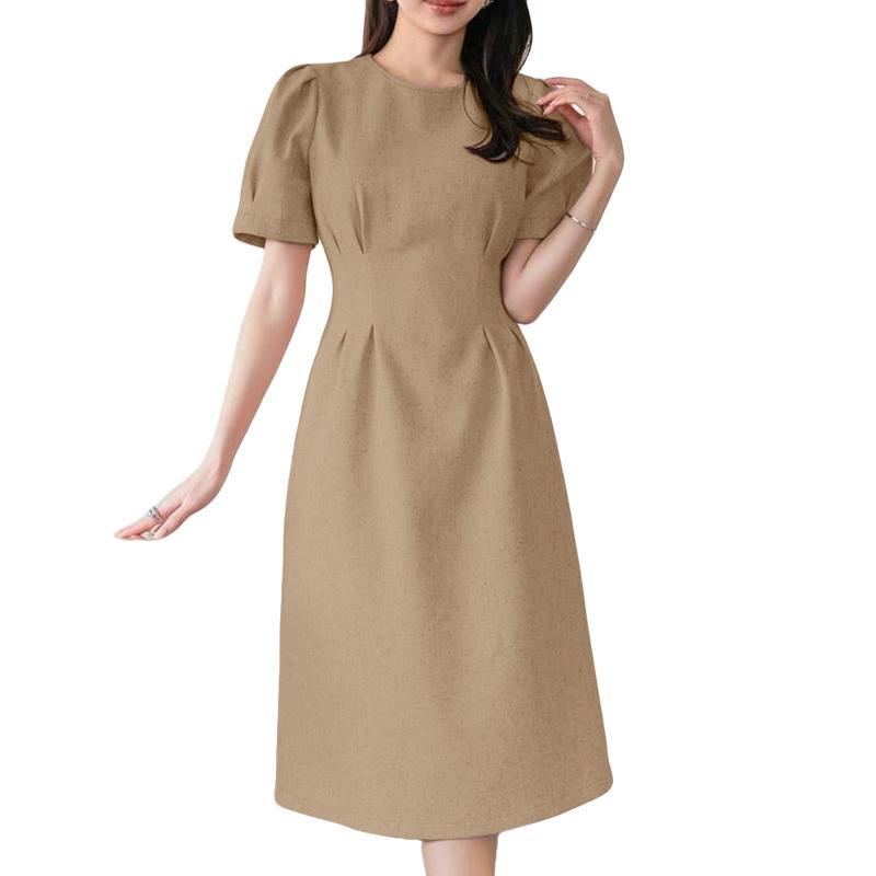 

ZANZEA Женское повседневное платье с круглым вырезом, однотонное, летнее, с коротким рукавом 3XL