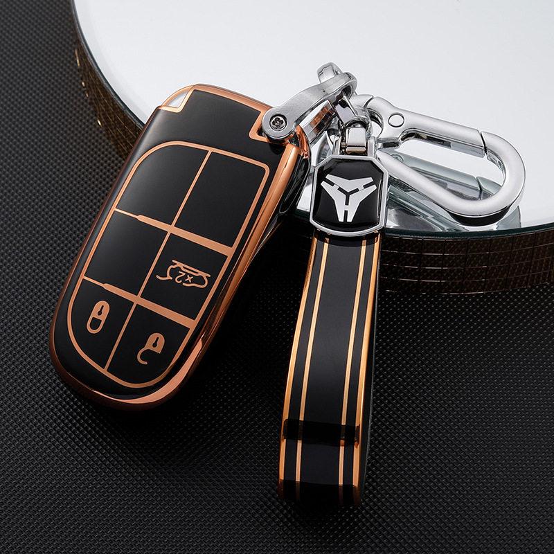 Jeep Compass, Renegade, Cherokee, Grand Commander Gold Edge Car Key Case