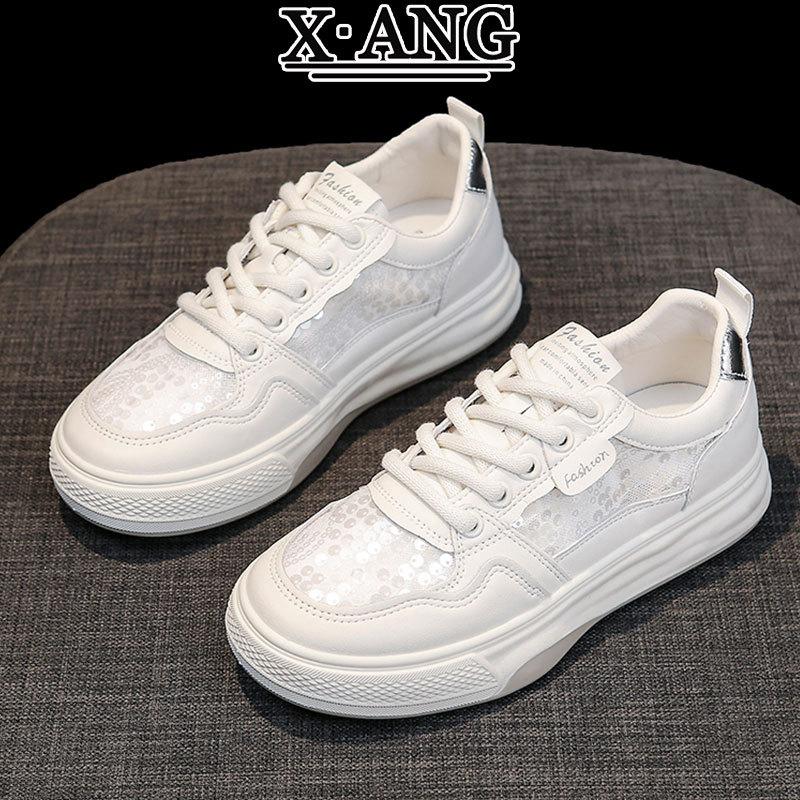 Summer Mesh Breathable Leather Soft Sole White Shoes Women's Shoes New Versatile Casual Sports Shoes Board Shoes