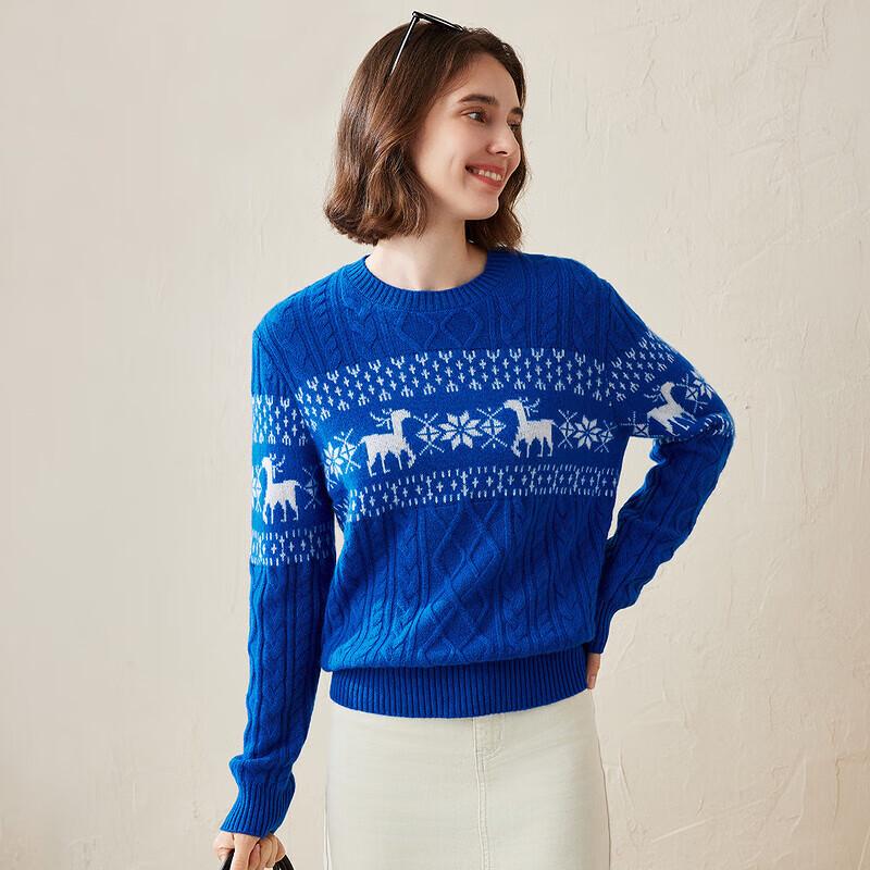 Women's Holiday Pure Cashmere Round Neck Sweater