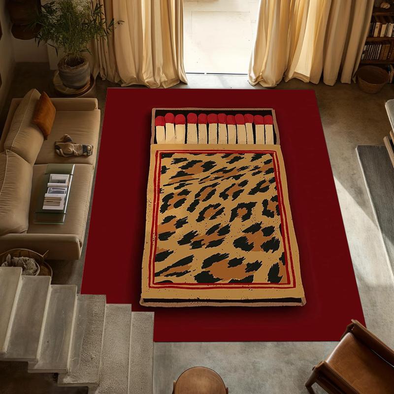 

Vintage Matchbox Collage Area Rug Retro Red Print Washable Non-Slip Carpet for Bedroom Dining Room Kids Playroom Nursery Boho 40x60CM