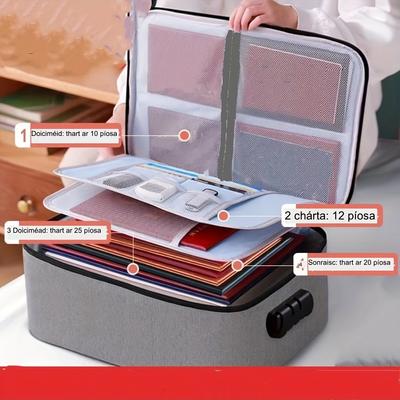 1pcs Large Capacity 3-layer Document Organizer Bag With Password Lock, Waterproof, Suitable For Home, Family, Multi-functional Box For Certificate
