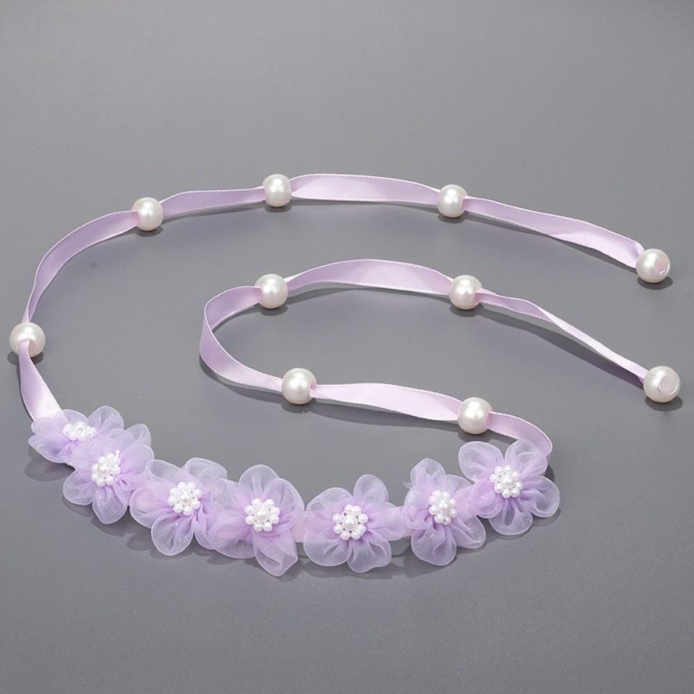 Faux Pearl Flower Headband Internet Red Ethereal Children Flower Wreath Handmade Flower Pearl Hairband фиолетовый