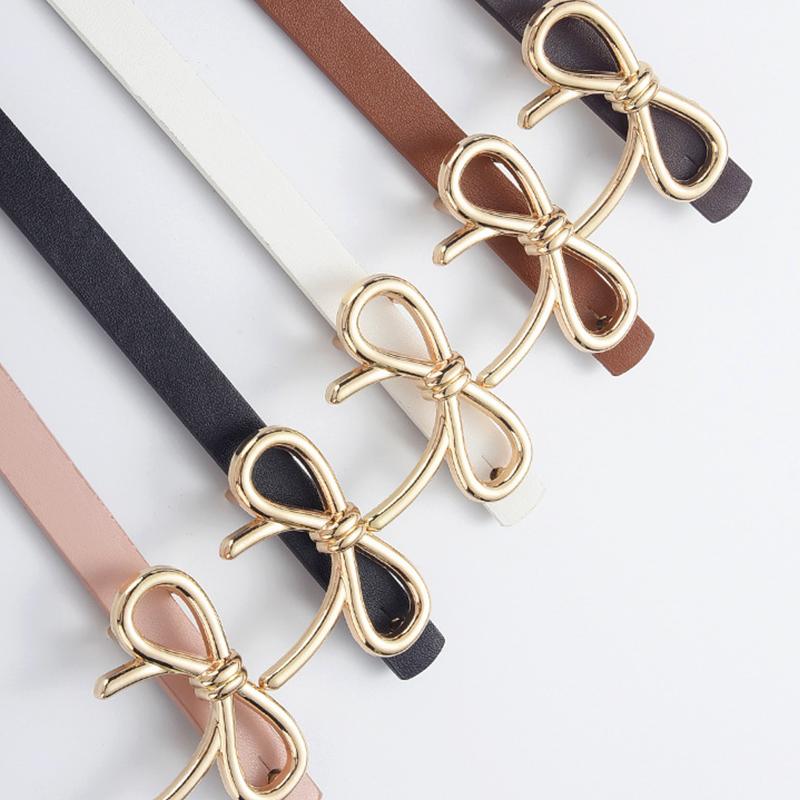 1Pc Women's Solid Color Metal Buckle Skinny Ladies Dress Thin Waistband Waist Belt PU