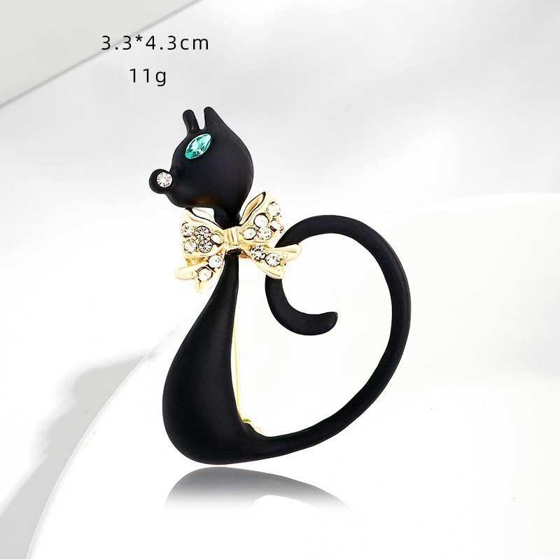 1 Piece Cute Black Cat Shaped Enamel Brooch, Jewelry Accessories, Suit Pins, Versatile Clothing Decoration
