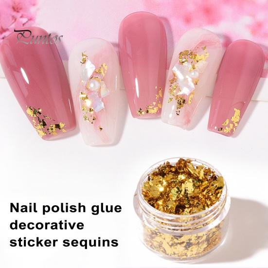 1 Box Nail Art Sequins Decoration Golden/Silver Color Irregular Tin Foil Flake DIY Manicure UV Gel Polish 3D Glitter Nail Decoration Accessories for
