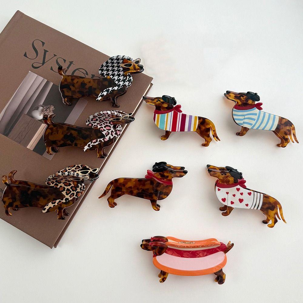 Large Sausage Dog Hair Clip Animals Acetate Grab Clip Cute Cartoon Hairpin Korean Style Headwear