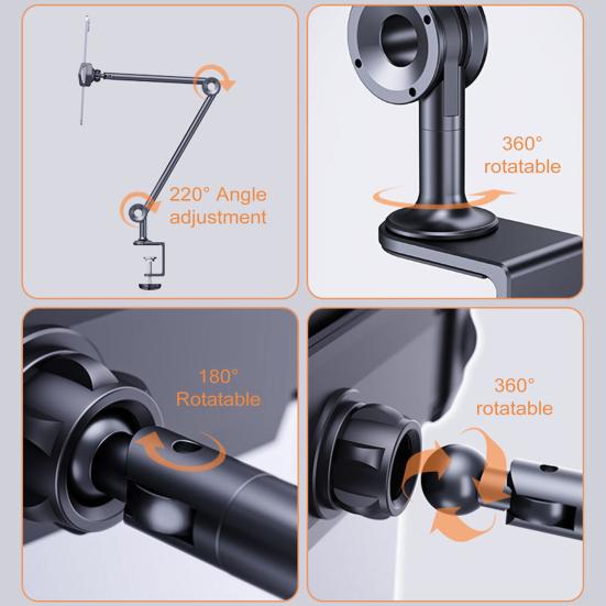 360-Degree Rotation Tablet Bracket Holder Adjustable Stable Locking Mechanism Universal Joint Phone Tablet Stand