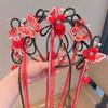 Butterfly Chinese New Year Headwear Tassel Ancient Style Red Hairband Children Wig Headband  Girls